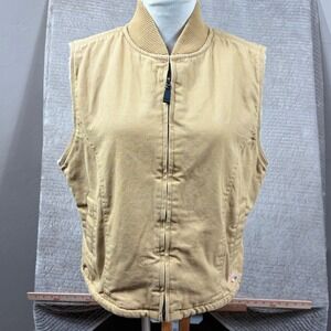 Walls Workwear Vest Tan Cotton Duck Canvas Sherpa Lined Full Zip Large 12-14